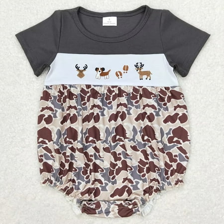 

Wholesale Boutique Infant Baby Girls Embroidered Camo Ducks Rompers - Adorable Toddler Boys Rompers - Stylish Sibling Girls Clothing Jumpsuits