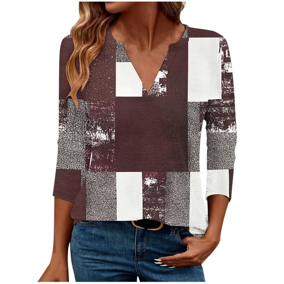 Cilsoka 3/4 Sleeve T Shirts for Women Fall T Shirts for Women Womens Tops Casual Petite Womens Tunic Tops Dressy Casual in Small Womens Blouses Long Sleeve Cotton My Orders