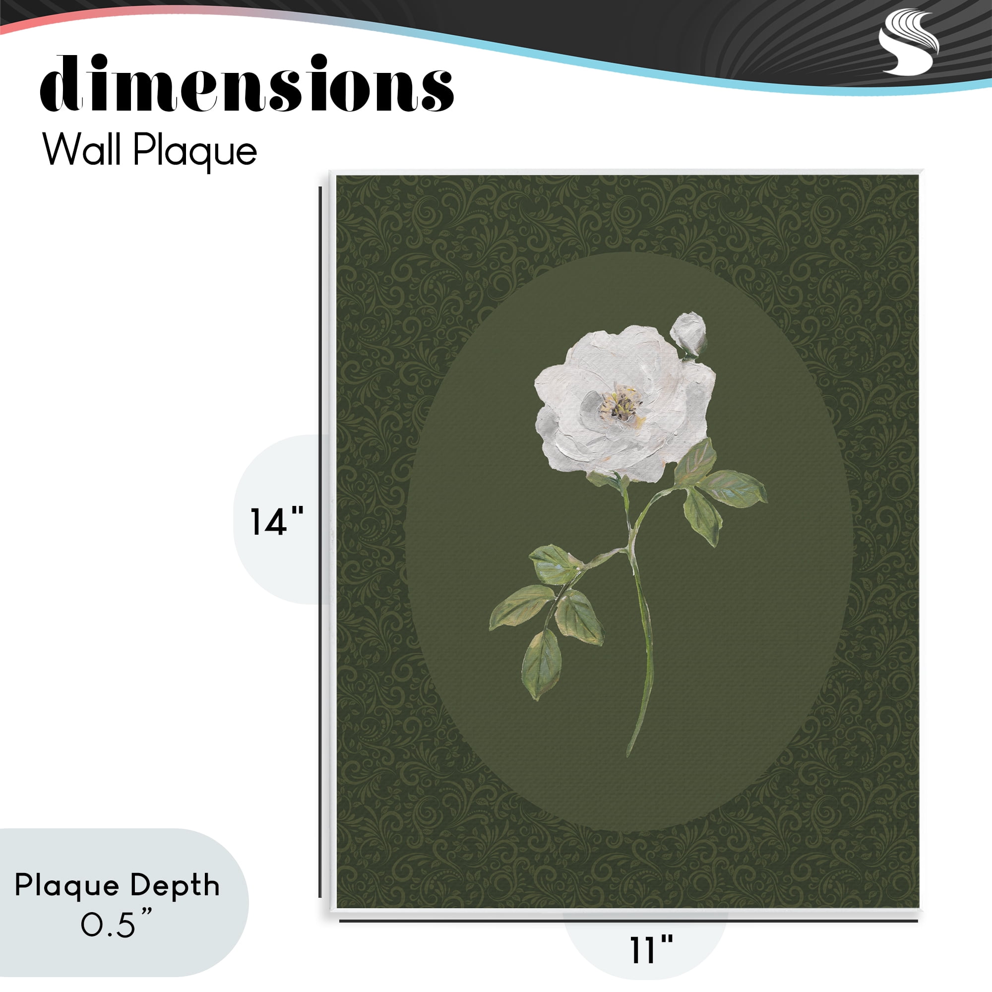 Stupell Industries Emerald & White Oval Rose Wall Plaque Art, design by Sally Swatland
