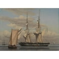 thumbnail image 3 of Christoffer Wilhelm Eckersberg 18x14 Black Modern Framed Museum Art Print Titled - An American Naval Brig Lying at Anchor While Her Sails Are Drying (1831 - 1832), 3 of 5
