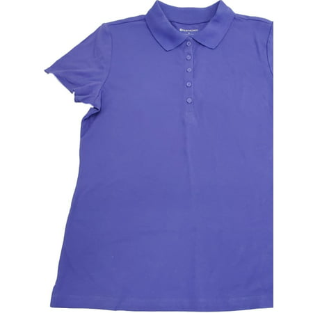 Northcrest - Womens Periwinkle Blue Polo Short Sleeve Button Collar ...