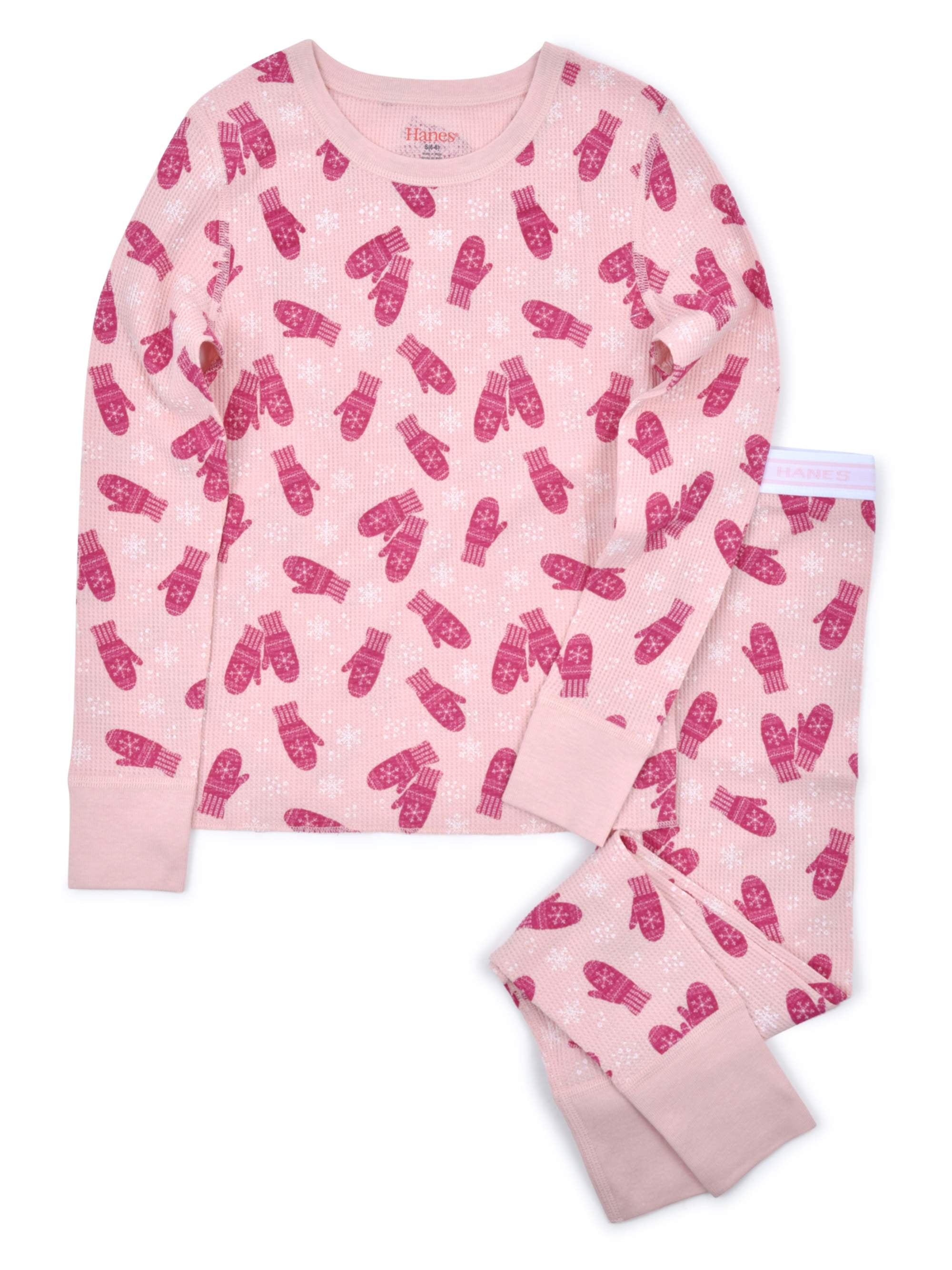 Hanes Girls Waffle Thermal Underwear 2 Piece Set, Sizes XSL