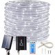 thumbnail image 2 of ICRGB Luces solares de cuerda al aire libre, 66 pies 200 LED cadena de luz solar, IP67 impermeable 8 modos jardín luces navideñas decorativas para piscina al aire libre, patio, porche, árbol, boda, Na, 2 of 3
