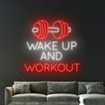 thumbnail image 3 of Handmadetneonsign Wake Up and Workout Neon Sign, Bodybuilding Room Wall Art Decor, Gym Wall Decor, 3 of 4
