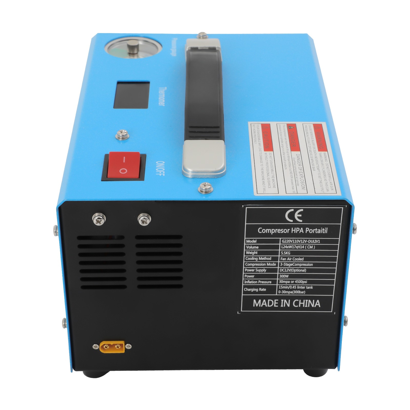 4500PSI PCP Air Compressor, Auto Stop, 12V/110V 250W for Paintball/Diving/Tanks