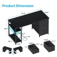 thumbnail image 6 of 51 Inch Computer Desk with File Drawers & USB Power Outlets- Reversible Home Office Desk with Storage Shelves, Work from Home, Writing Table for Bedroom, Black, 6 of 9