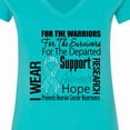 thumbnail image 4 of Inktastic Ovarian Cancer I Wear Teal Ribbon Tribute Women's V-Neck T-Shirt, 4 of 5