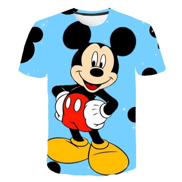 Camisetas de dibujos animados para niños y niñas, camiseta con estampado de Mickey Mouse para niños, camiseta de manga corta de verano para niños, camisetas de dibujos animados, ropa 12T Gao Jinjia LED