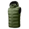 thumbnail image 6 of Atkumj Plus Size Mens Puffer Vest Casual Comfortable Hooded Full Zip Down Vest Fashion Warm Sleeveless Solid Color Puffy Vest with Side Pockets, 6 of 8