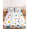 thumbnail image 2 of Twin Sze Fitted Sheet Set - Colorful Polka Dot 2 Piece Bedding Sets 16" Deep Pocket Fitted Sheet with 1 Pillowcase, Rainbow Color Polka Dots Abstract Brushed Microfiber Hotel Luxury Bed Sheets, 2 of 9