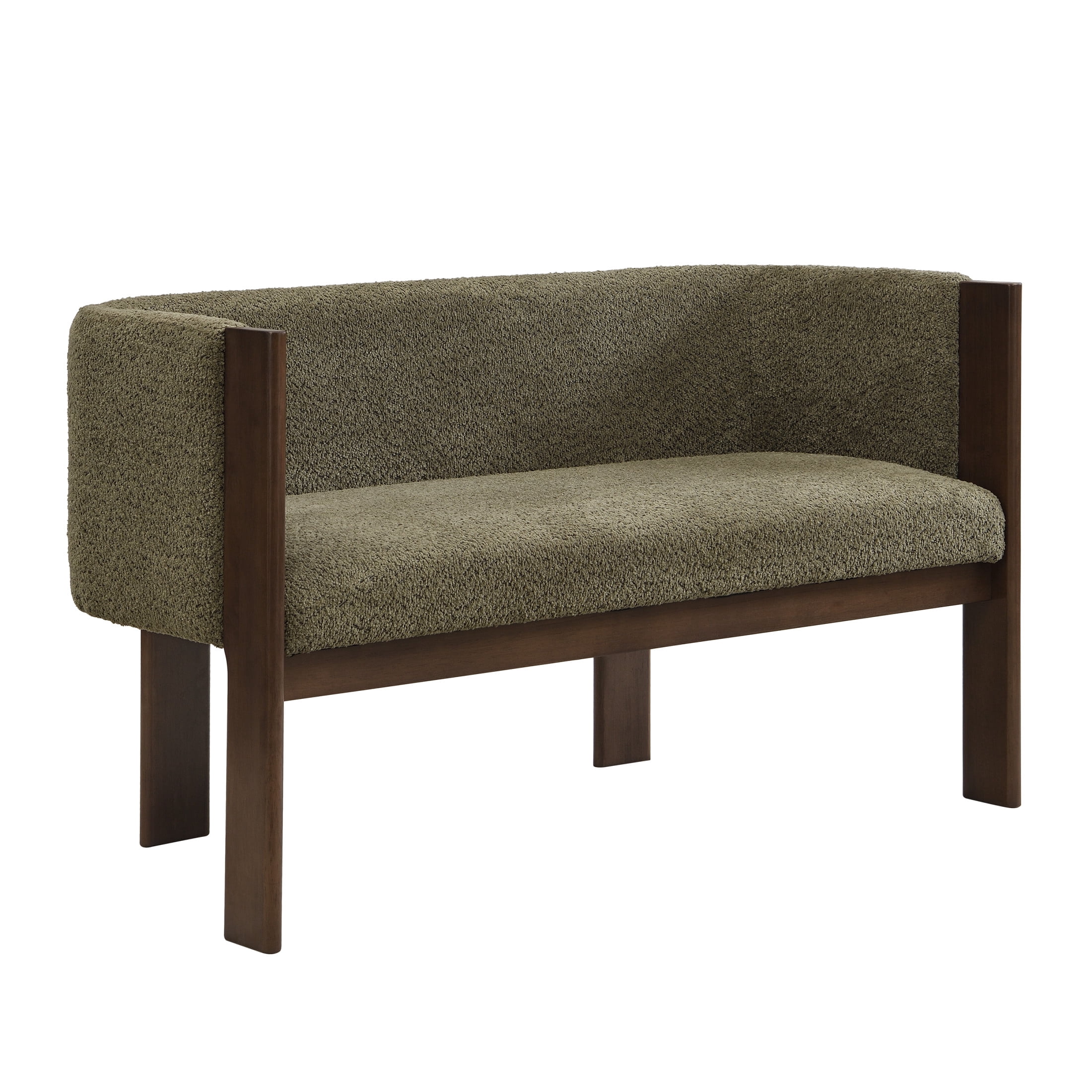 Christopher Knight Home 48.5" Upholstered Solid Loveseat, Modern 2-Seat Sofa, Walnut+Green