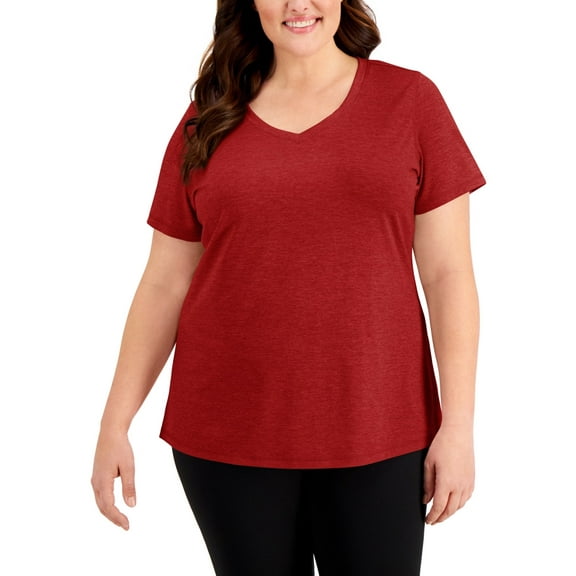 ID Ideology Plus Size Rapidry V Neck Performance T-Shirt Licorice Red 1X