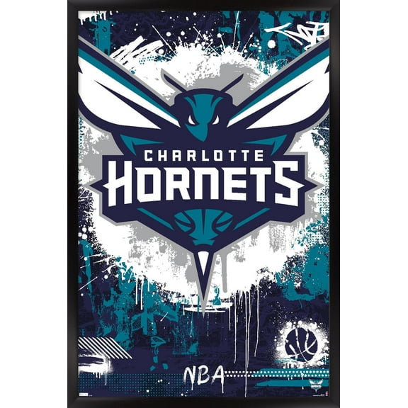NBA Charlotte Hornets - Maximalist Logo 23 Wall Poster, 22.375" x 34" Framed