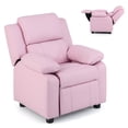 thumbnail image 1 of Costway Pink Deluxe Padded Kids Sofa Armchair Recliner Headrest Children w Storage Arms, 1 of 10