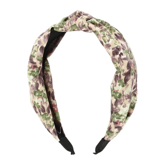 1 Pc Elegant Knotted Printed Wide Hairband for Women for Girls 6.30"x4.92" Green