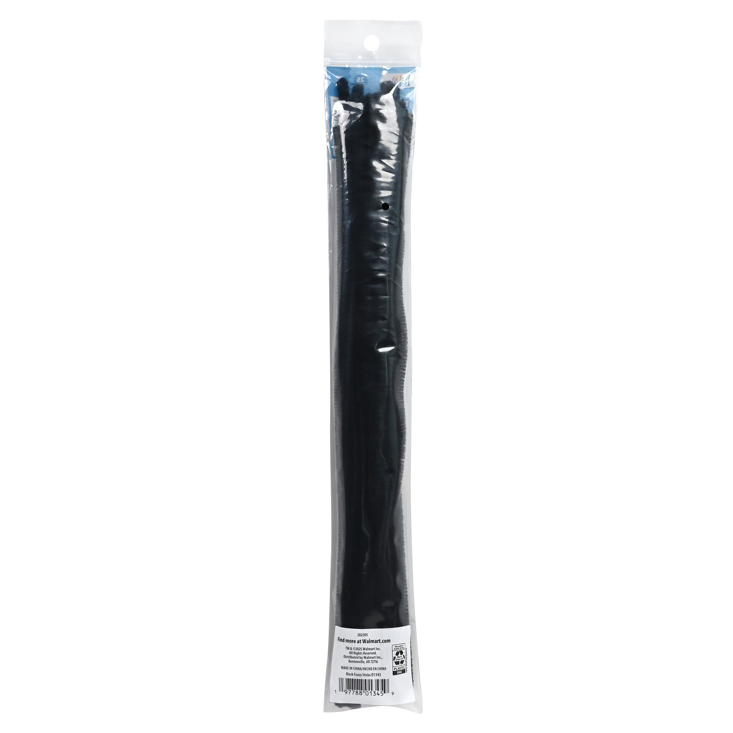 Hello Hobby Fuzzy Sticks, 25 Count, Black Chenille Stems for Kids Crafts and DIY Projects