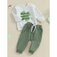 thumbnail image 2 of Toddler Baby Boy St.Patrick's Day Outfit Mama's Lucky Charm Long Sleeve Sweatshirt and Pants Set Spring Clothes, 2 of 7