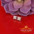 thumbnail image 2 of King of Bling's Aretes Para Hombre 925 Silver 0.15ct Diamond Women & Men Square White Earrings, 2 of 12