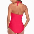 thumbnail image 4 of Hessimy Tummy Control Swimwear Halter One Piece Vintage Retro Swimsuit Womens Ruched Push Up Bathing Suit(Orange,XL), 4 of 5
