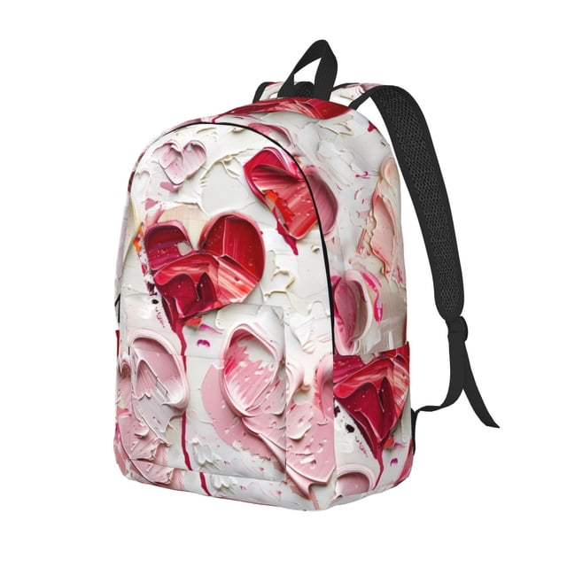 Balery Textured Heart Abstract Art Mochila Clásica Impresa Básica para Viaje, Mochila Escolar Resistente al Agua, Mochila de Lona con Correas Ajustables-Medium