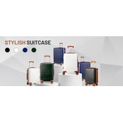 Zimtown Luggage 3 Piece Set, ABS Hardside Lightweight Suitcase with Spinner Wheels TSA Lock, Deep Green