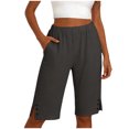 thumbnail image 5 of vigerkar Women's Casual Summer Bermuda Shorts Side Split Button Deco Knee Length Long Shorts with Pockets, Dressy High Waisted Work & Beach Outfits (Dark Gray, XXL), 5 of 8