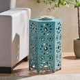 thumbnail image 3 of Lightweight 12.5 in Wide Teal Iron Side Table | Patio Gathering Must-Have | Colorful Drink Placement, 3 of 3