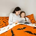 thumbnail image 4 of Feelyou Cartoon Bat Print Bedding Comforter Set 7pcs, Gothic Happy Halloween King Bedding Sets, Teen Boy Girl Kid Reversible Bed Sheets, Microfiber Bedroom Decor, 3pcs, 4 of 7