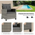 thumbnail image 4 of Vongrasig 3 Pieces Patio Furniture Set Small Outdoor Wicker Rattan Front Porch Bistro Set Cushioned Patio Chairs Conversation Set with Glass Table for Lawn, Garden, Backyard, Balcony, Gray, 4 of 18
