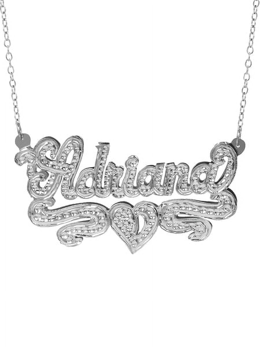 Personalized Name Necklace with Beading and Rhodium