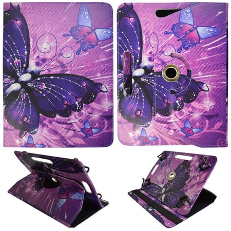 Multi Butterfly on Pink folio tablet Case for Asus Memo Pad 8 inch android tablet cases 8 inch  Slim fit standing protective rotating universal PU leather standing (Best Asus Android Tablet)