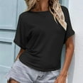 thumbnail image 6 of BSDJILFG Summer Tops for Women Casual Tie Back Round Neck Dressy Solid Color Short Sleeve Flowy Loose Blouse Clearance, 6 of 8