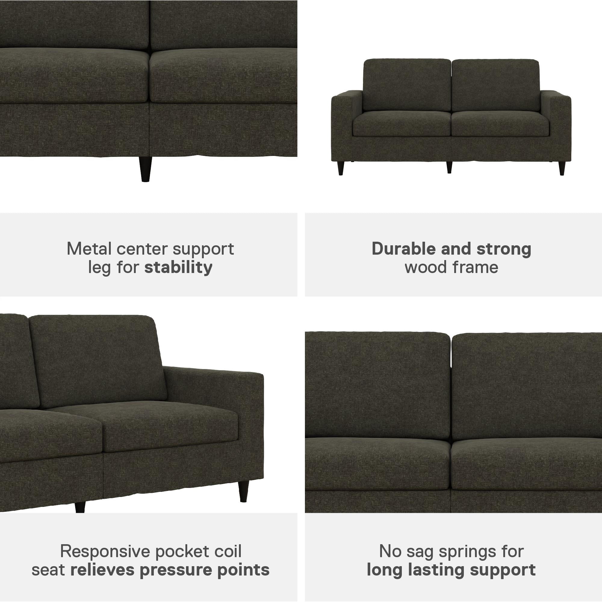 DHP Cooper 3 Seater Sofa, Gray Linen