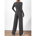 thumbnail image 6 of Women'S 2 Piece Lounge Sets Asymmetrical Long Sleeve T Shirt Wide Leg Pants Casual Outfits Tracksuit Dark Gray L, 6 of 8