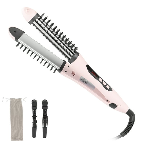 2 in 1 Hair Straightener Flat Iron Curling Wand Hot Round Brush Temperature Control Hair Straightening Brush Hair Curler 100 240v For Long Or Short