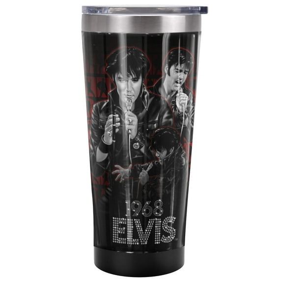Elvis Official Comeback Performance 20 oz Travel Tumbler, Stainless Steel, Vacuum Insulated with Leak Resistant Slide-Lock Lid