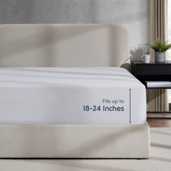 LammaLoe Extra Deep Pocket Twin XL Fitted Sheet Only, Fits 18" to 24" Mattress, Soft Microfiber Fitted Bed Sheet, White