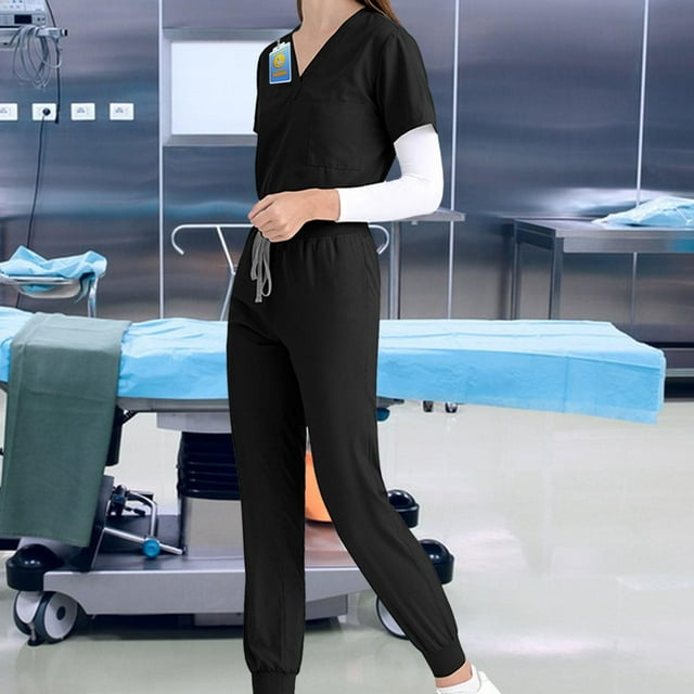 Conjunto de uniformes de enfermería Salvador trajes de trabajo de enfermería Negro L