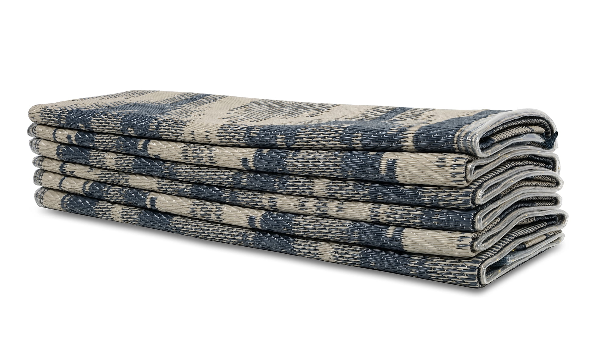 Auto Drive 9'x 12' Reversible Grey/Blue Lighted Ikat RV Patio Mat, Perfect for RV Patios and Garden Patios, Polypropylene