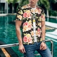 thumbnail image 6 of Zufioo Rose Flowers Print Men's Baseball Short Sleeve, Moisture Wicking Button-Down Hip Hop Tee-4X-Large, 6 of 7