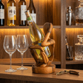 thumbnail image 2 of 12" Wooden Abstract Hand Carved Wine Rack Bottle Holder "Thinking Man" Free Standing Thinker Handmade Wood Home Decor Accent Gift Bar Art Handcrafted, 2 of 9