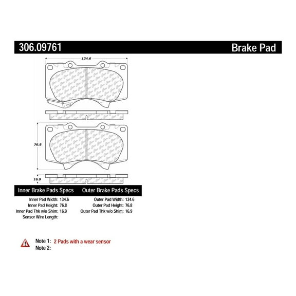 Disc Brake Pad Set Fits select: 2010-2023 TOYOTA 4RUNNER, 2010-2023 LEXUS GX