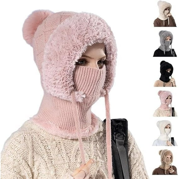 2026 New 3 in 1 Beanie Hat for Women, Upgrade Winter Balaclava Fall Winter Warm Knitted Hat Knitted Ski Scarf Mask