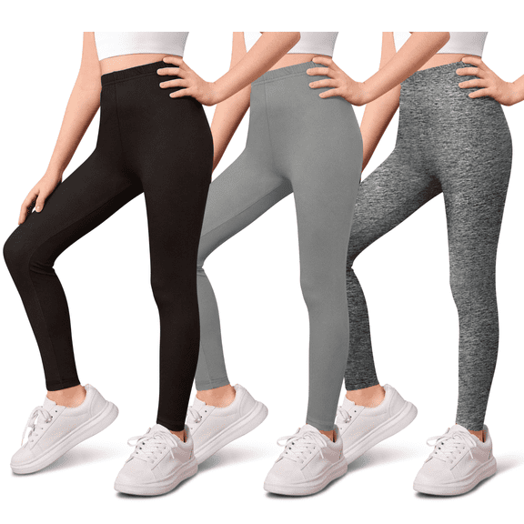 Sweet Hearts 3-Pack Girls Leggings- Elastic Waist Soft Leggings for Girls Clothes Made in USA