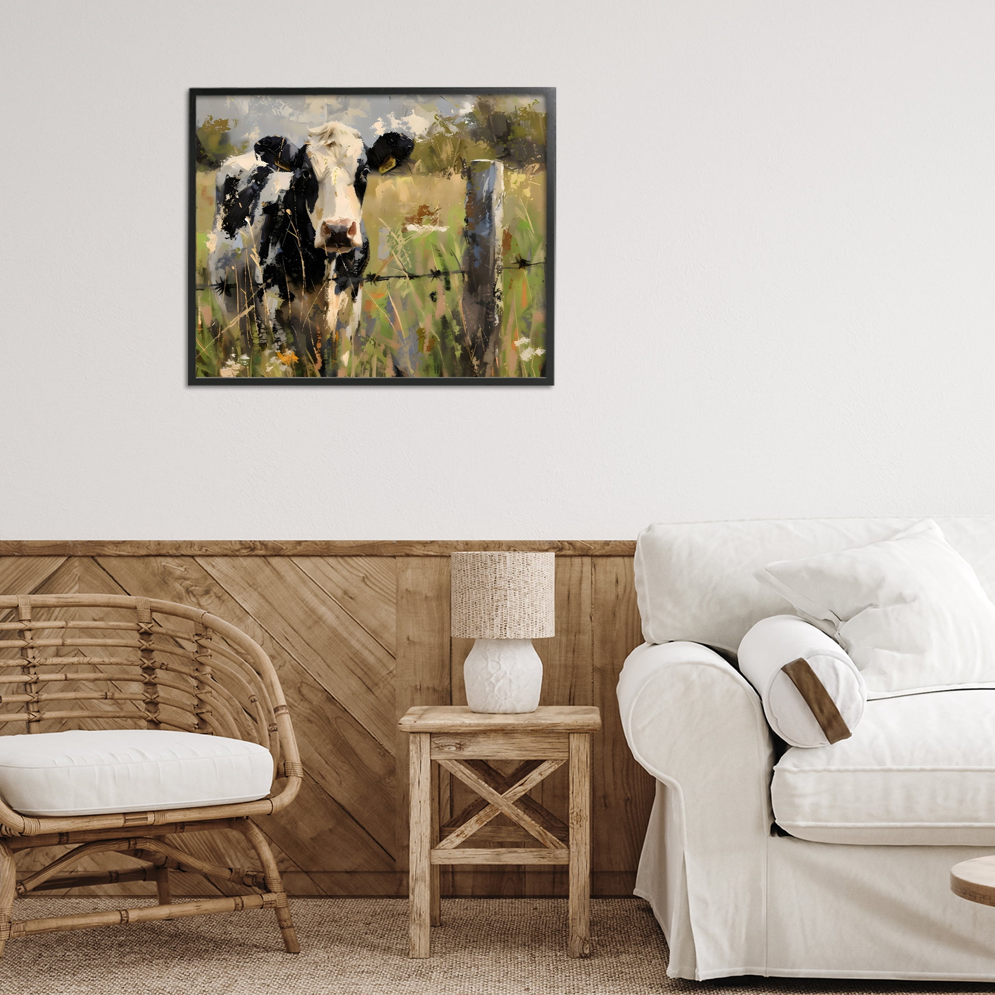 Stupell Industries Cow in Summer Pasture Black Framed Giclee Art, design by Creative Studio