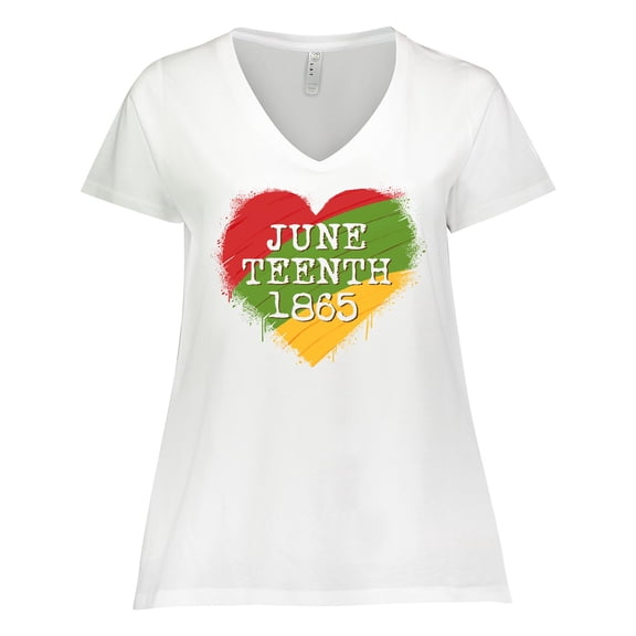 Inktastic Juneteenth 1865 Heart Women's Plus Size V-Neck T-Shirt