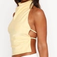 thumbnail image 4 of Miluxas Women's High Neck Halter Solid Top Sleeveless Backless Double Strap Cutout Tank Top for Party Club Yellow, 4 of 6