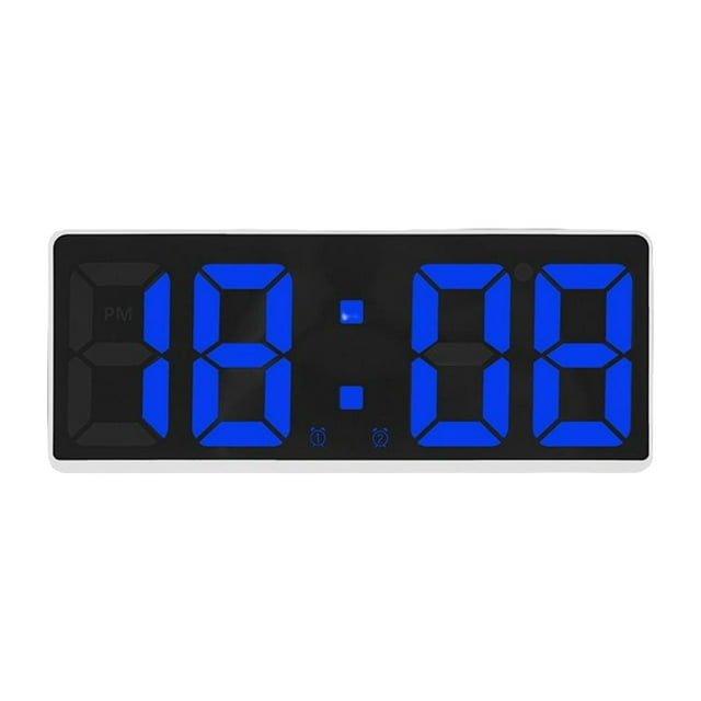 simhoa Large Number Alarm Clock Table Date LED Display for Elderly Home Living Room Blue