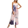 thumbnail image 1 of Combinaison pour Femmes Décontractée Imprimée à Bretelles Spaghetti Boho Pantalon à Jambe Grand Combinaison Ample Confortable d'Été pour la Plage, 1 of 7