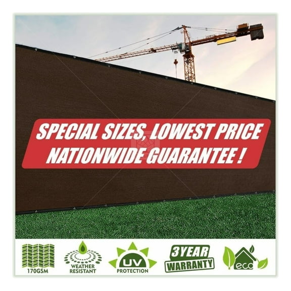 Customized Size Fence Screen Privacy Screen Brown 4' x 20' - Grade 170 GSM - Heavy Duty - 3 Years Warranty - Cable Zip Ties Included 4' x 20' Custom Made Size